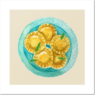 Ravioli pasta watercolour painting Posters and Art